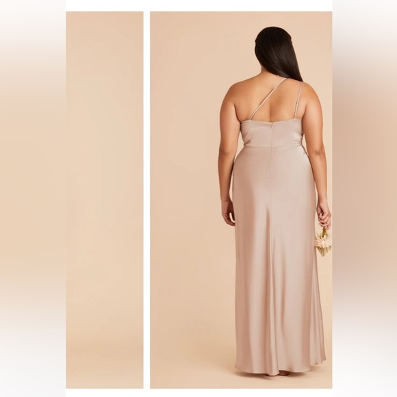 NWT Birdy Grey Kensie One Shoulder Matte Satin Taupe Dress Size S - Picture 4 of 8